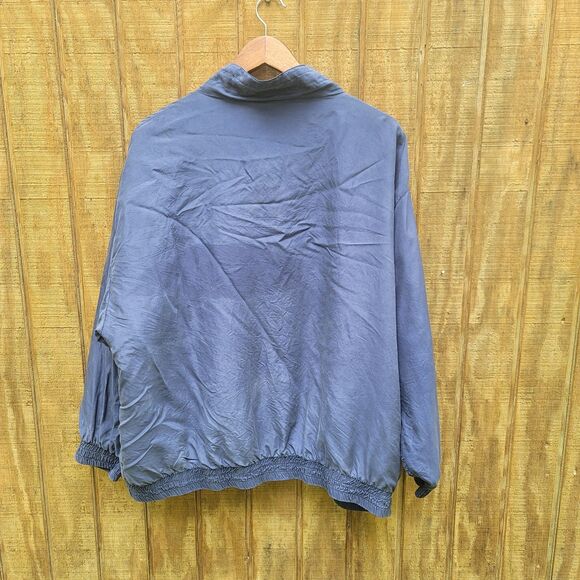 Silk Exchange Vtg Blue Fringed Full Zip 100% Silk Bomber Style Jacket Women 22W - Picture 4 of 11